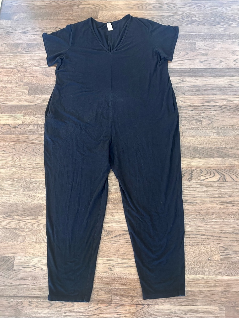 Smash + Tess Black V-Neck Short Sleeve Bamboo Jumpsuit Romper